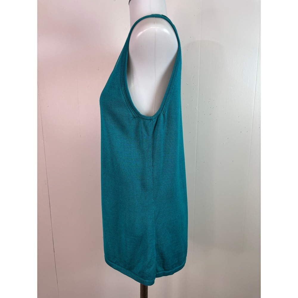 Coldwater Creek Tank Top Large Teal Silk Cotton Blend Knit Scoop Neck Women - Picture 4 of 10